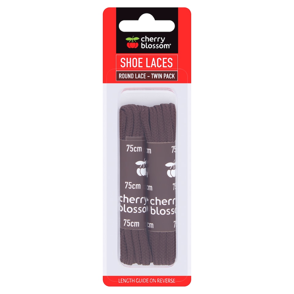Cherry Blossom Round Shoe Laces Twin Pack Brown 75Cm