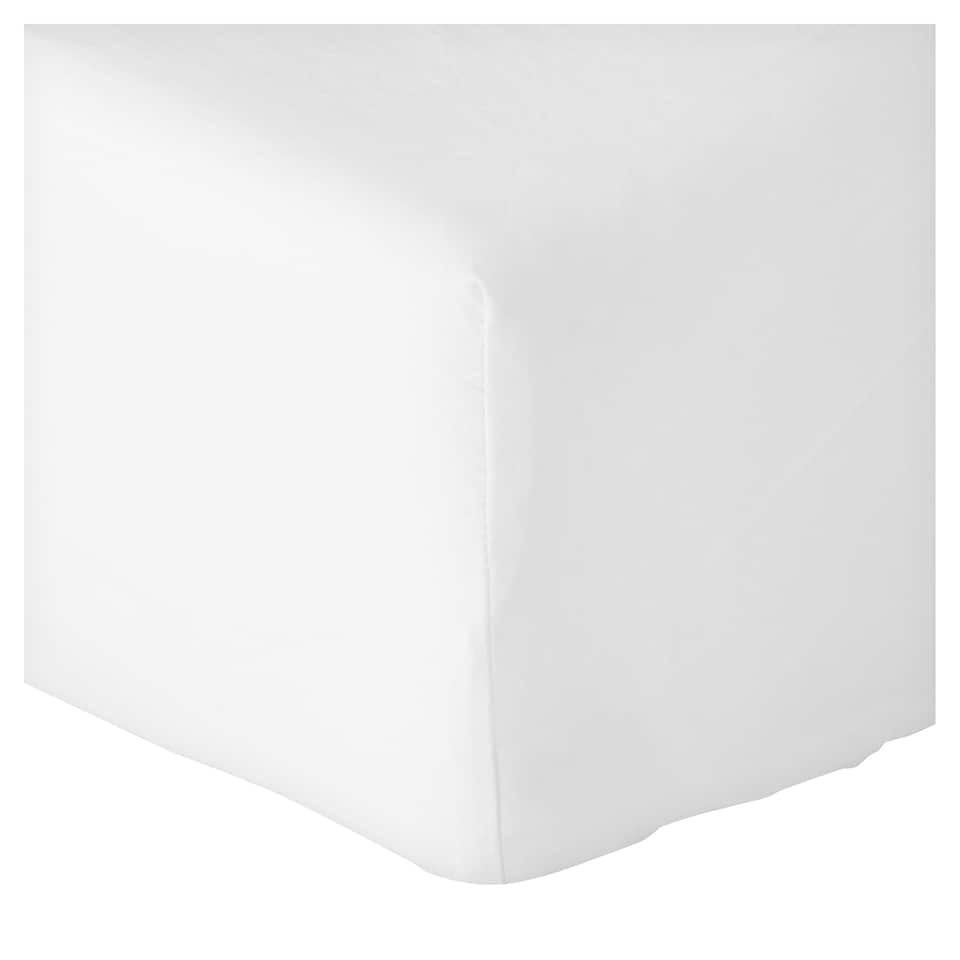 F&F Home 100% Washed Cotton White Fitted Sheet Double