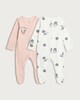 image 1 of Disney Minnie Mouse 2-Pack Cotton Blend Ribbed Sleepsuits in Pink