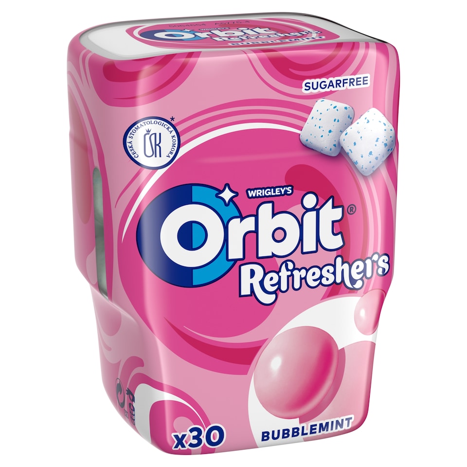Wrigley's Orbit Refreshers žvýkačka bez cukru s ovocnou a mátovou příchutí se sladidly 30 ks 67g