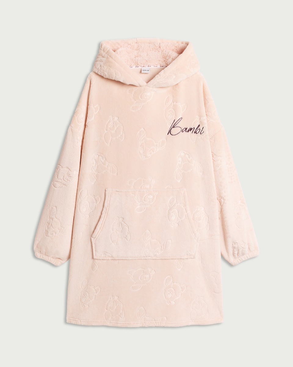 image 1 of Disney Bambi Fleece Pyjama Hoodie in Pink