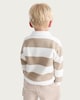 image 3 of F&F Boys Cotton Rich Stripe Print Rugby Sweatshirt in Stone