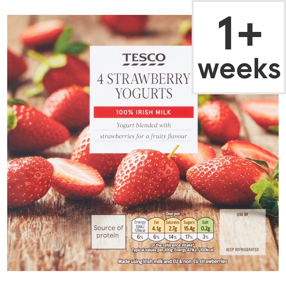 Tesco Strawberry Yoghurt 4X125g