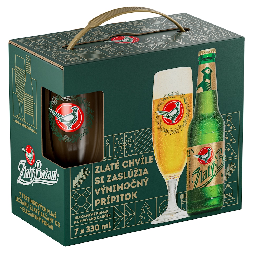Zlatý Bažant 12% Gift Pack 7 x 0.33 L Bottle + Glass