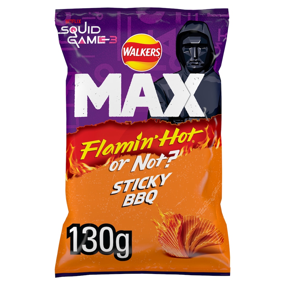Walkers Max Flamin Hot & Sticky BBQ Sharing Crisps 130g