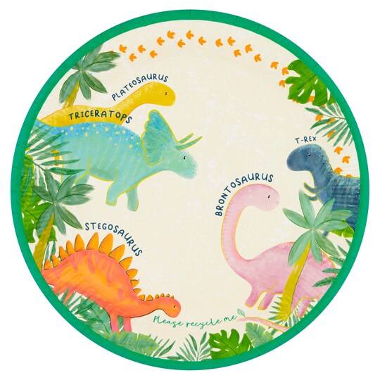 Tesco Dinosaur Plate 10 Pack Tesco Groceries