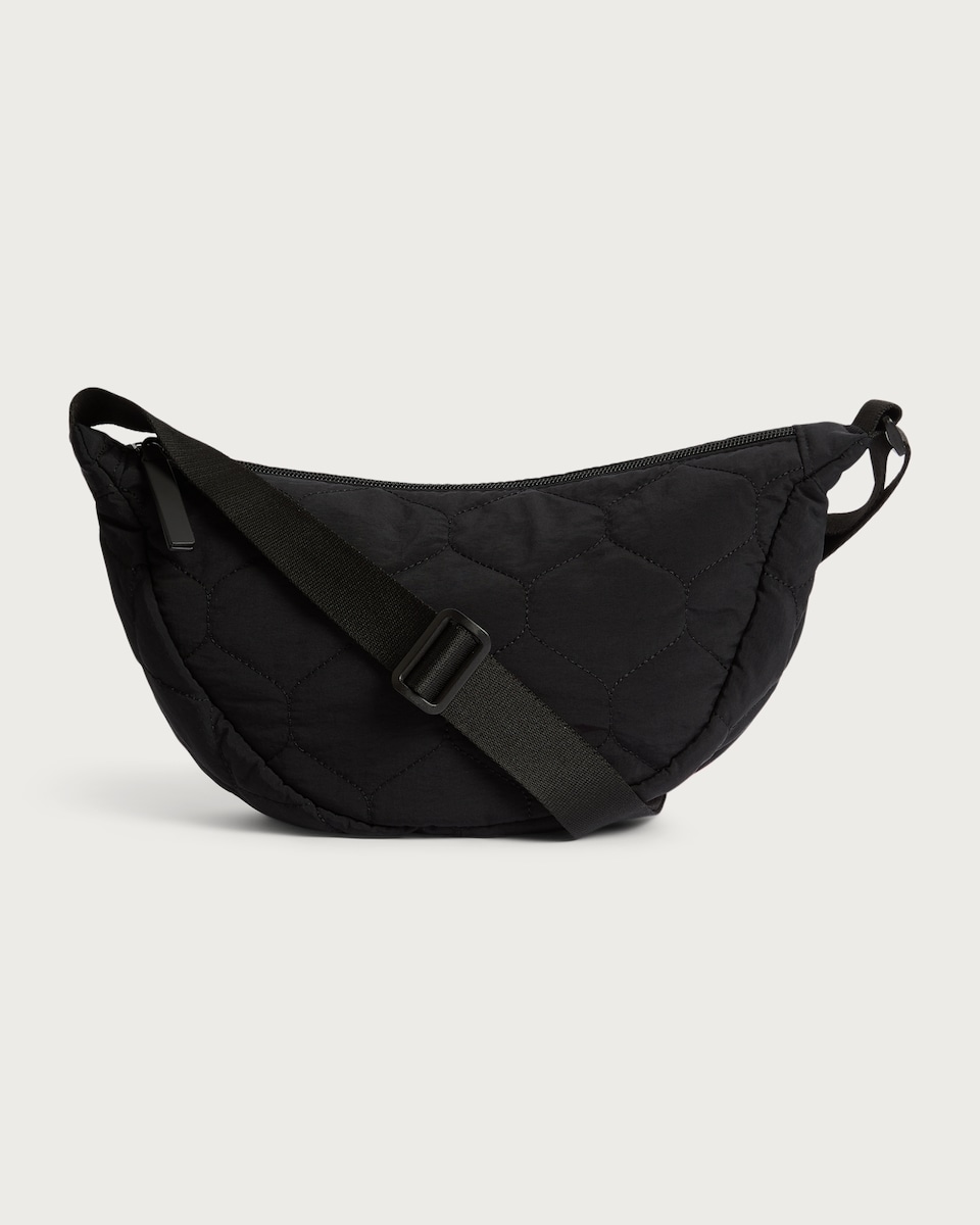 image 1 of F&F Quilted Zip Closure Crossbody Bag in Black