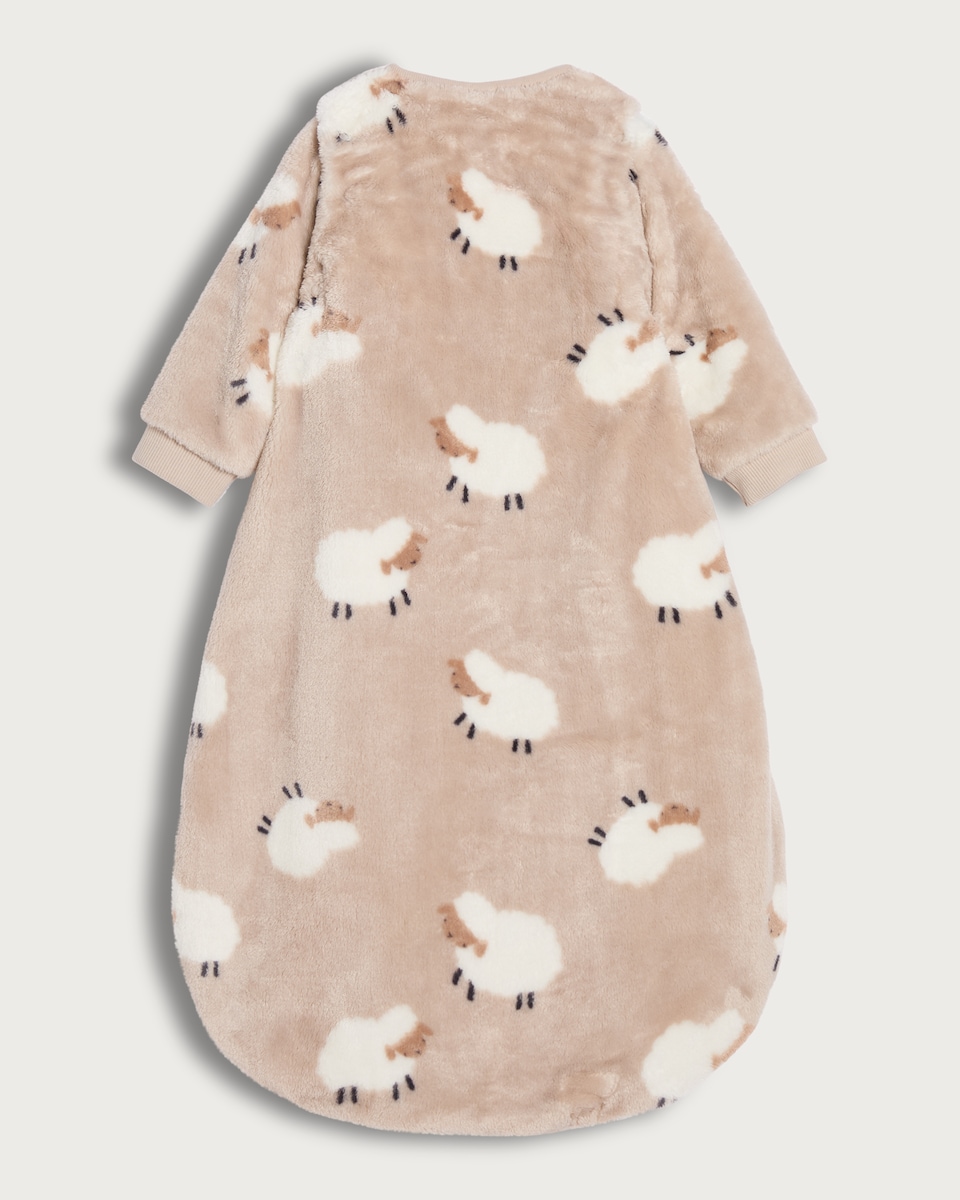 image 1 of F&F Baby Fleece Textured Sheep Print 2.5 Tog Sleeping Bag in Natural