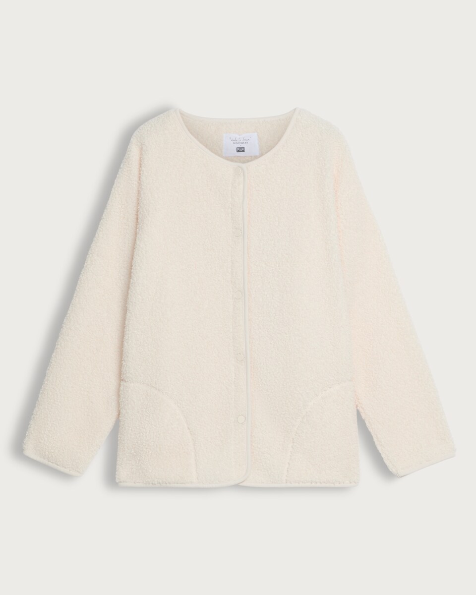F&F Teddy Fleece Textured Pyjama Cardigan in Cream