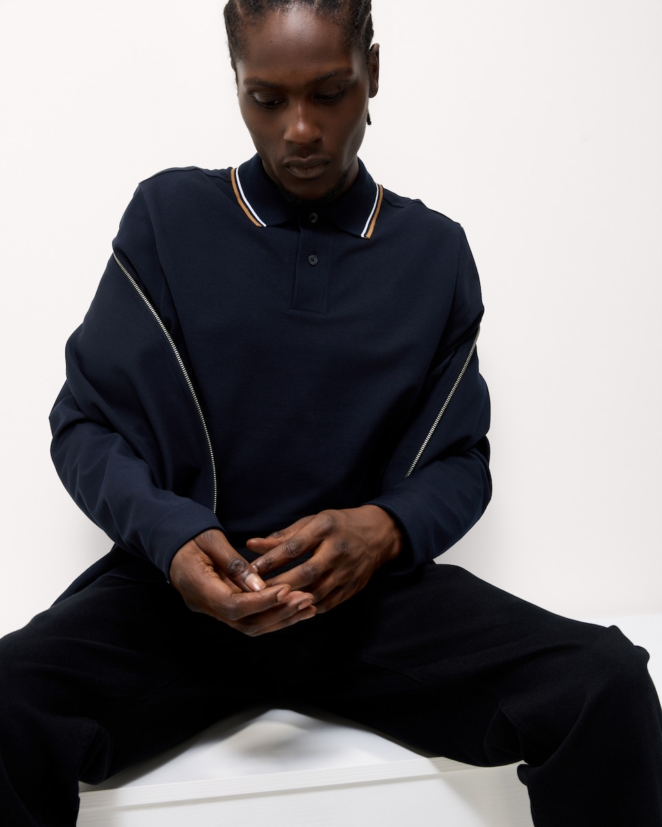 image 1 of F&F Cotton Rich Tipped Polo Shirt in Navy