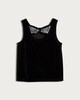 image 2 of F&F Girls Velvet Bow Back Top in Black