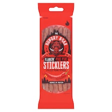 The Hungry Boar Flamin' Piri Piri Sticklers Filled Pork Sticks Clipstrip 50g