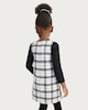 image 3 of F&F Girls Cotton Rich Check Pinafore, Top and Tights in Multi Black White