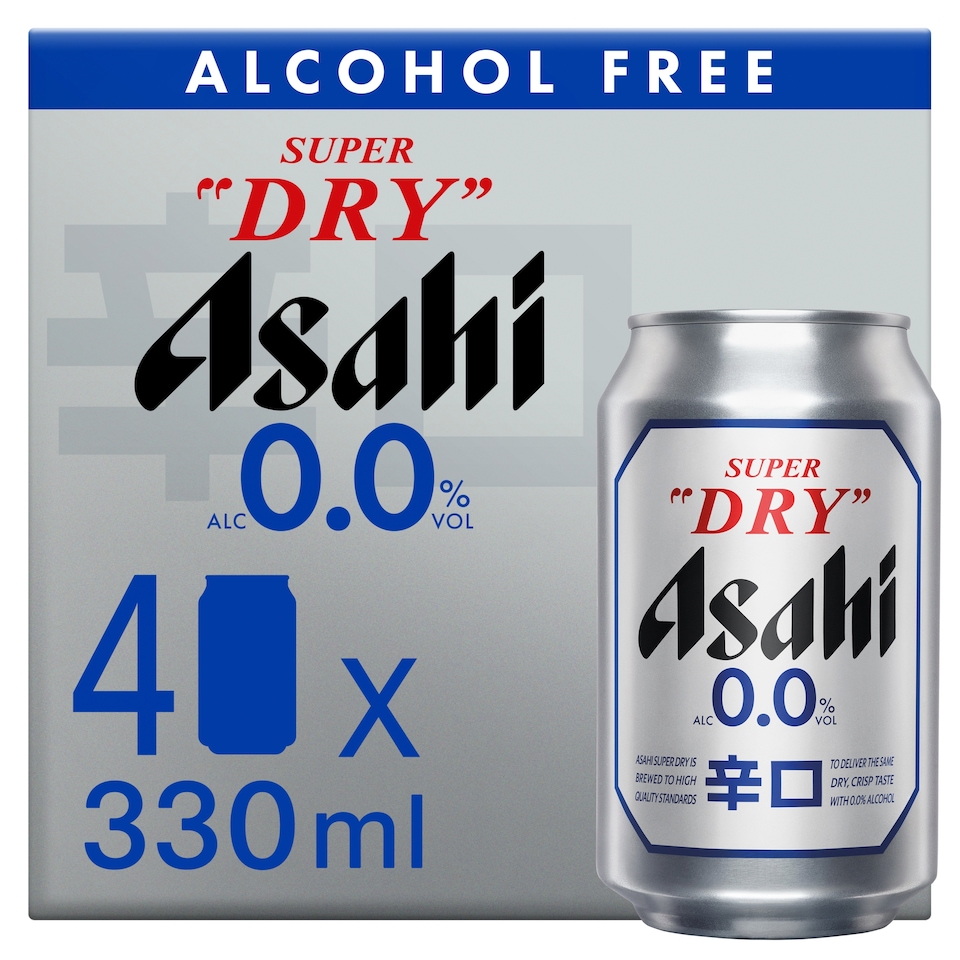 image 1 of Asahi Super Dry 0% Alcohol Free Beer Lager Cans 4x330ml