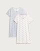 image 1 of F&F 2-Pack Pointelle Bow and Heart Print Nightdresses in Multi