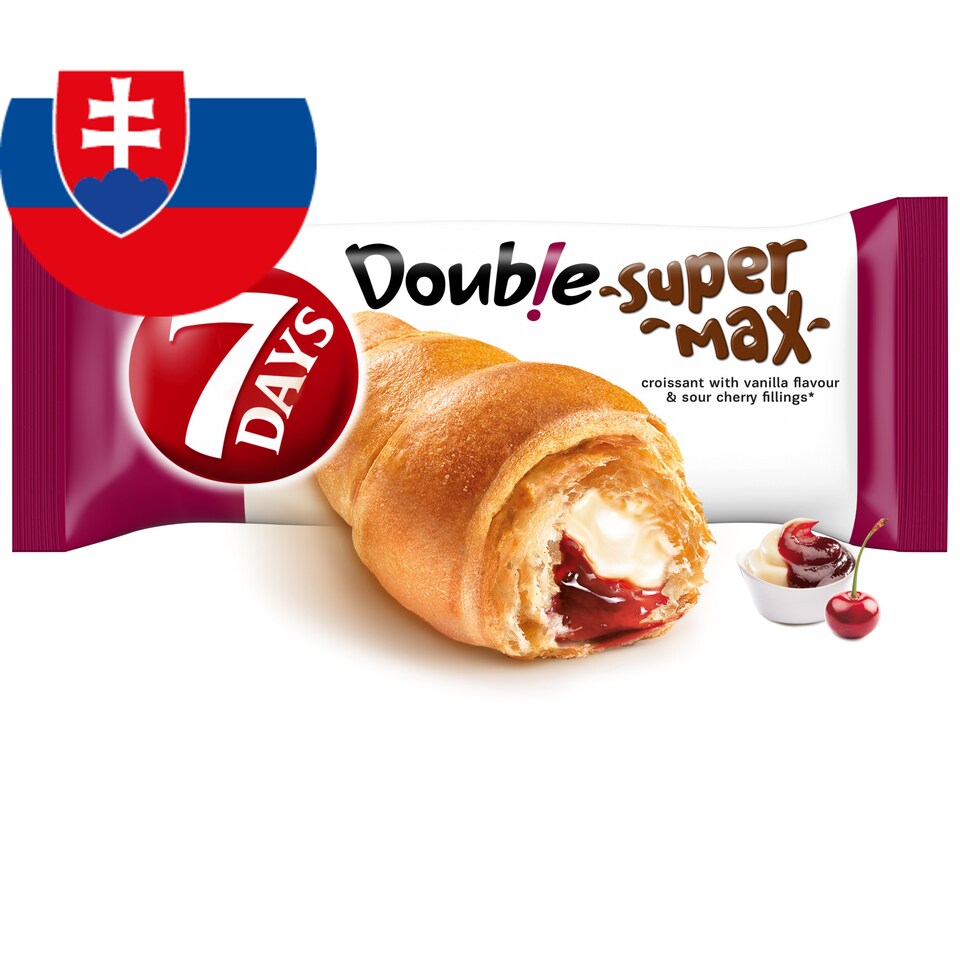 7 Days Croissant Double s náplňami s vanilkovou príchuťou a s višňami 110 g