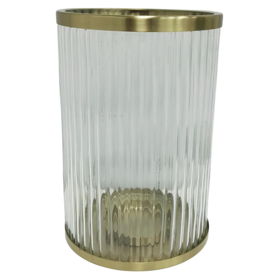 F&F Home Ribbed Glass Hurricane 