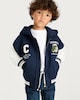 image 1 of F&F Boys Cotton Rich Champs Crocodile Bomber Jacket in Navy