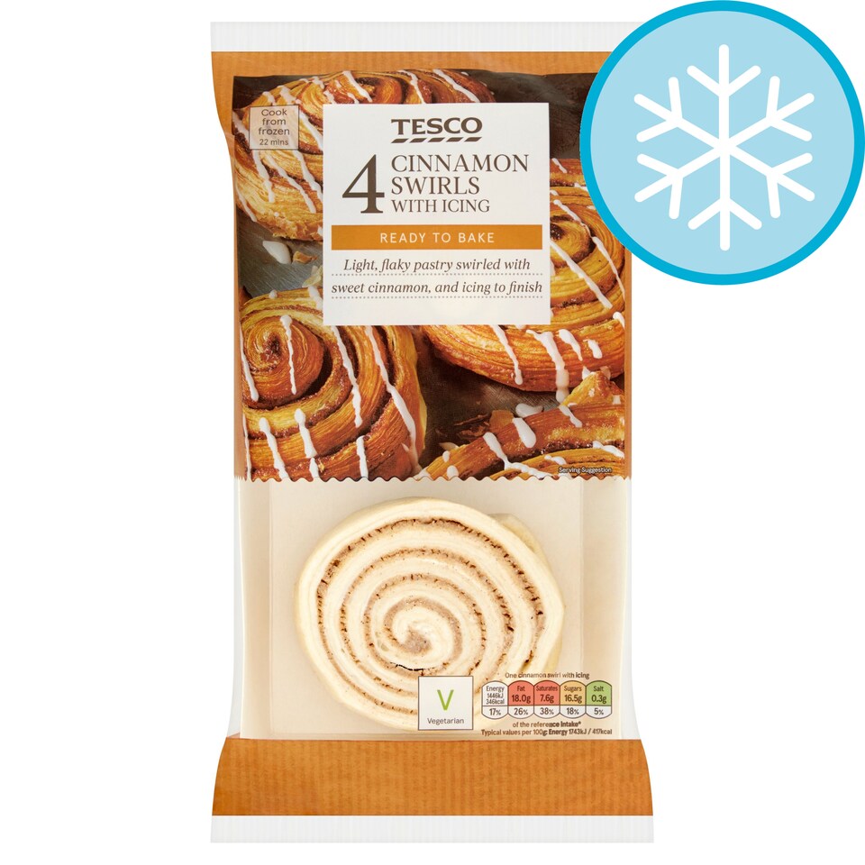 Tesco 4 Cinnamon Swirls With Icing 370G