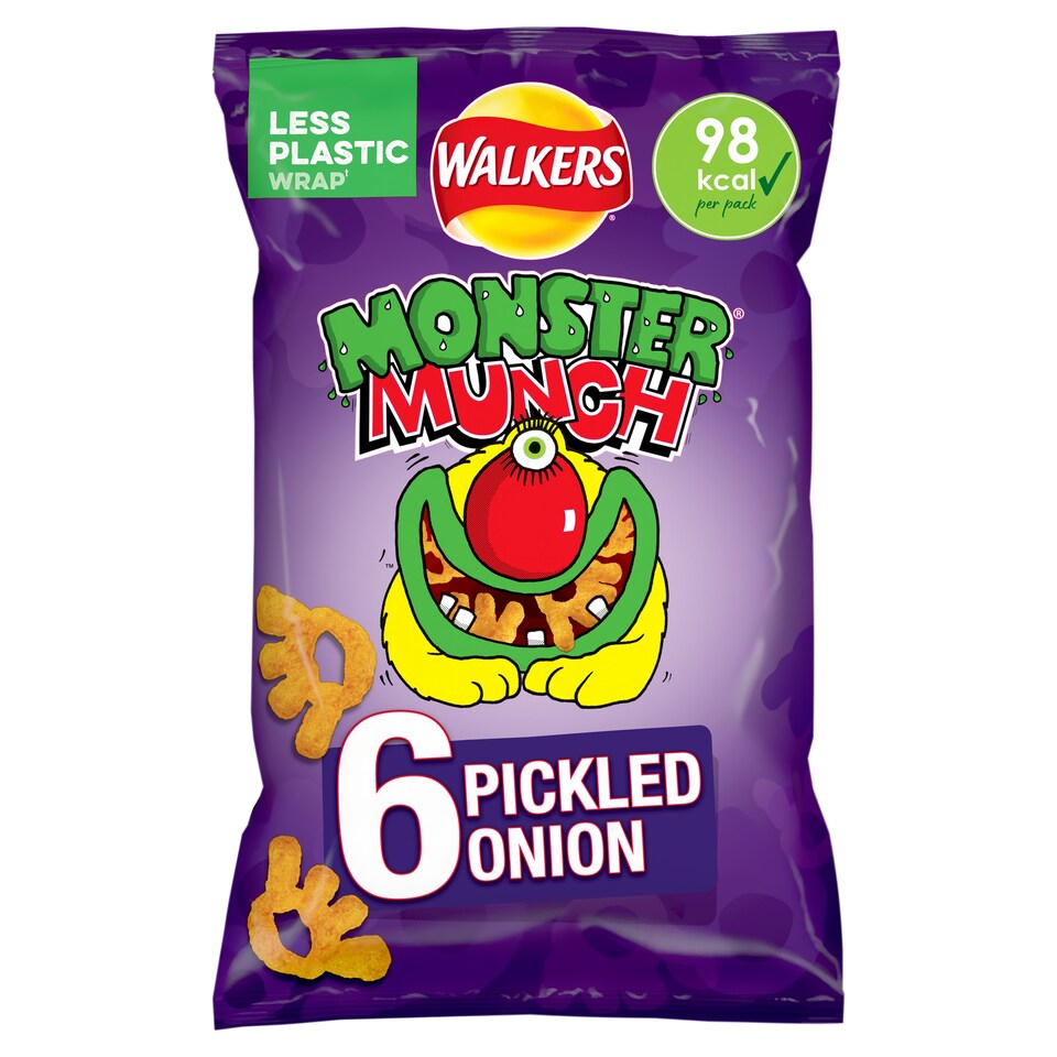 image 1 of Walkers Monster Munch Pickled Onion Snacks 6X22g