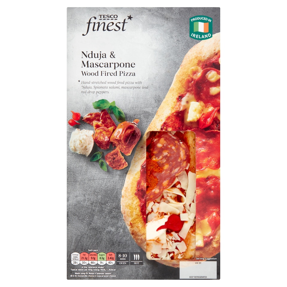 Tesco Finest Nduja And Mascarpone Wood Fired Pizza 233G