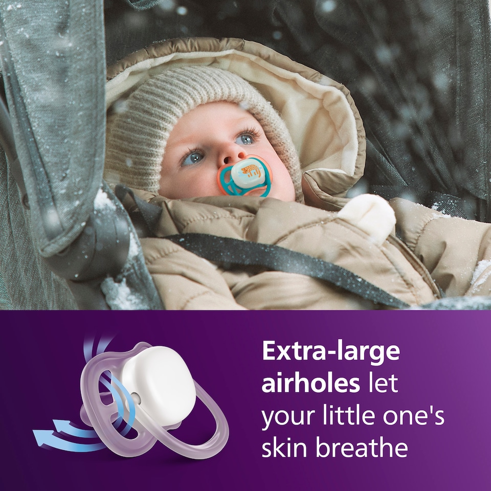 image 1 of Philips Avent Ultra Air Night Time Soother 18m+ 2 pack