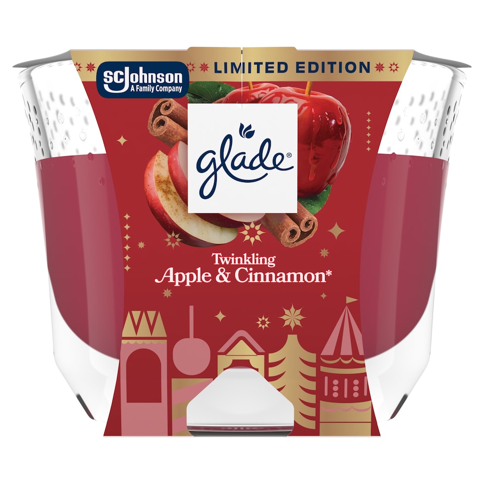 Glade Twinkling Apple & Cinnamon óriás illatgyertya 204 g