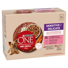 Purina One Mini Sensitive/Delicate Salmon with Rice Wet Dog Food 10 x 85 g (850 g)