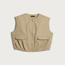 F&F Cotton Rich Zip Up Gilet in Neutral