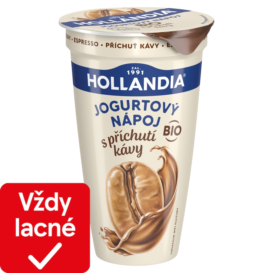 Hollandia Jogurtový nápoj bio s príchuťou kávy s kultúrou BiFi 230 ml