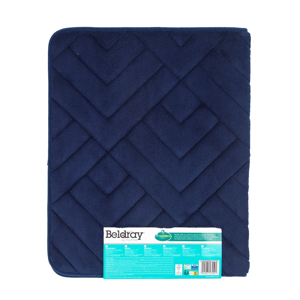 image 1 of Beldray Navy Antibacterial Memory Foam Bath Mat