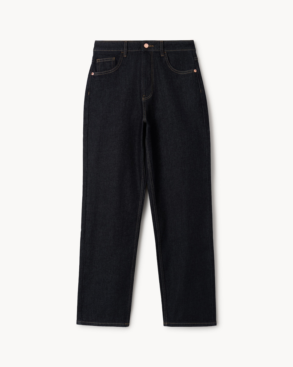 image 1 of F&F High Rise Straight Leg Jeans in Navy