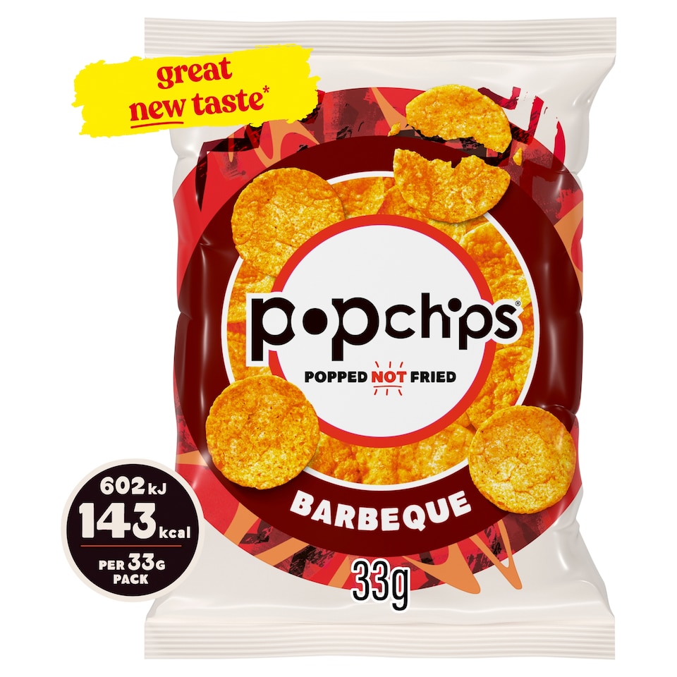 Popchips Barbeque Grab Bag Crisps 33g