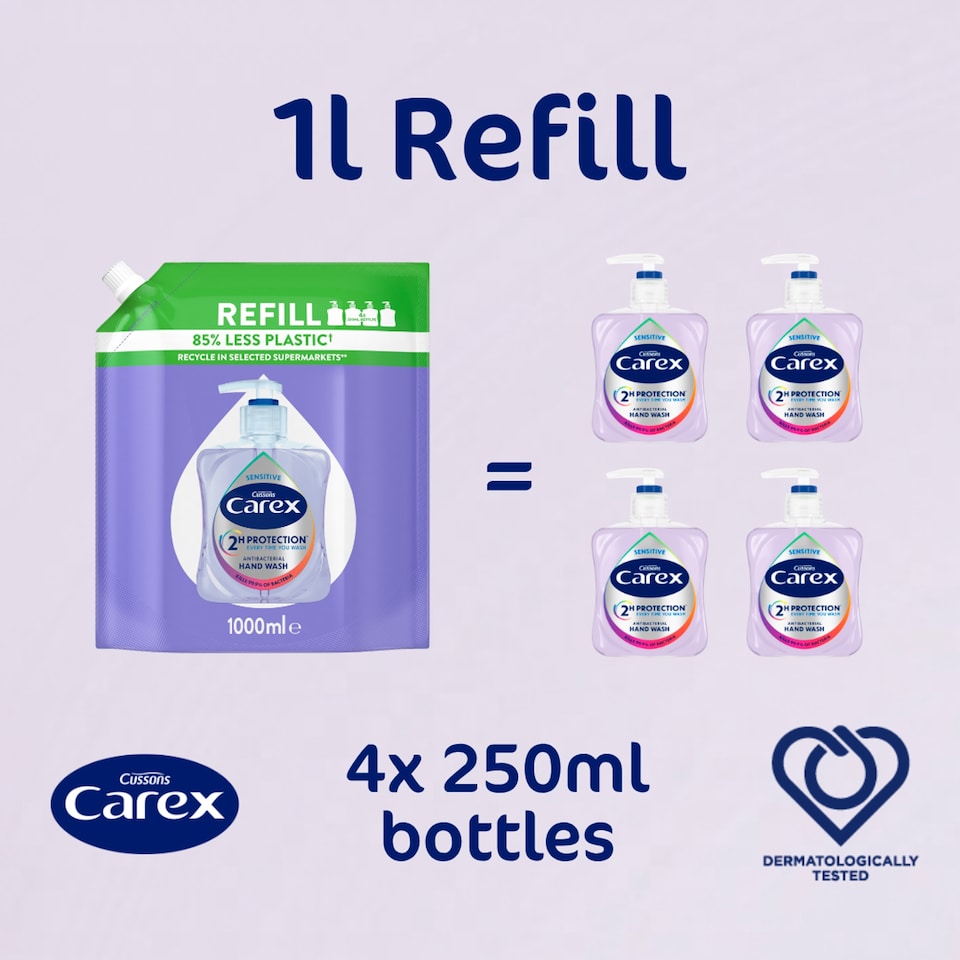 image 1 of Carex Sensitive Antibacterial Hand Wash Refill 1L