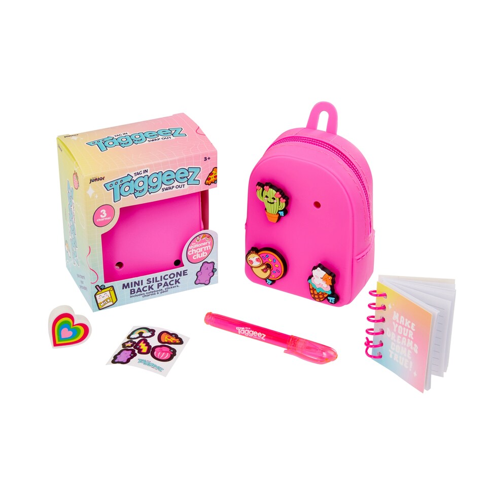 image 1 of Taggeez Mini Filled Stationery Backpack Pink
