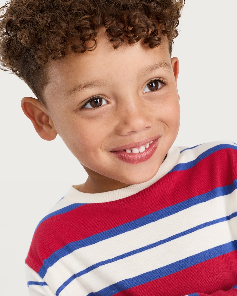 image 1 of F&F Boys 3-Pack Pure Cotton Printed Long Sleeved Tops in Cream