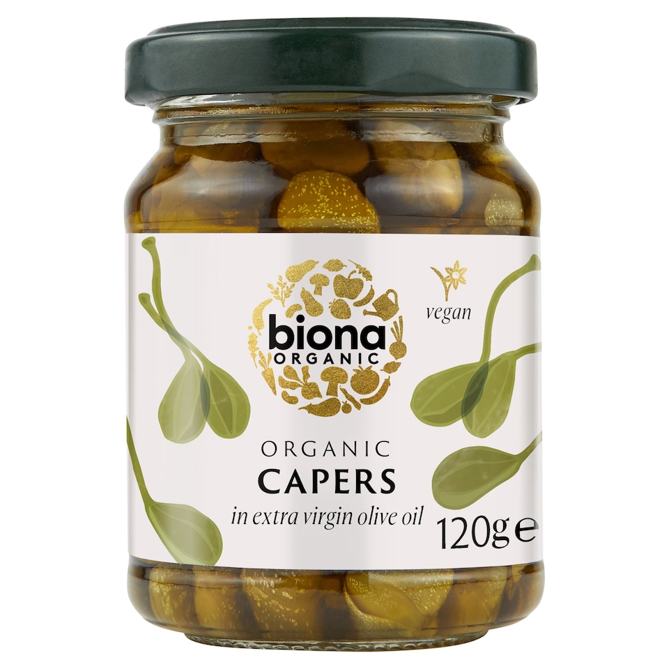 Biona Organic Capers in Extra Virgin Olive Oil & Sunflower Oil 120g