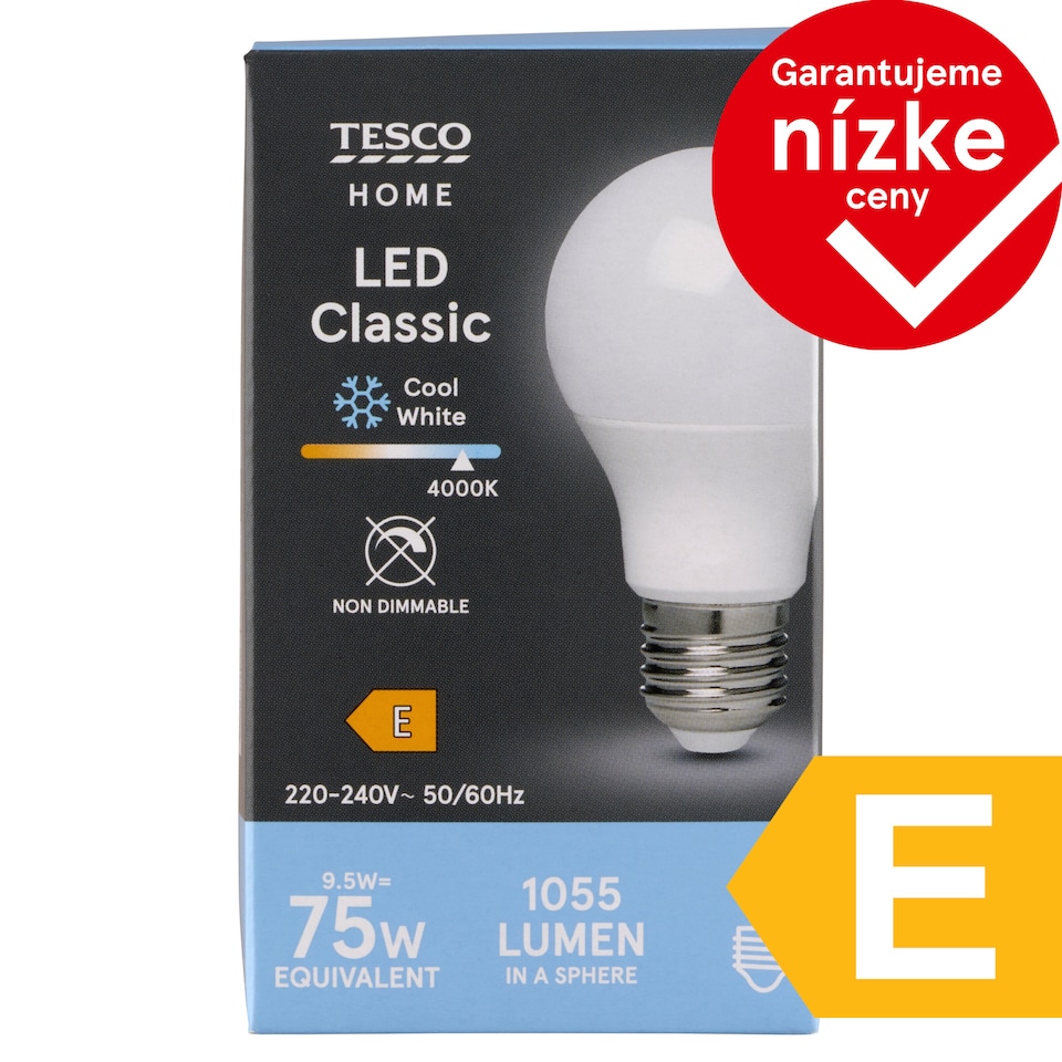 obrázok 1 z Tesco Home LED žiarovka 9,5W E27 studené biele svetlo 1 ks