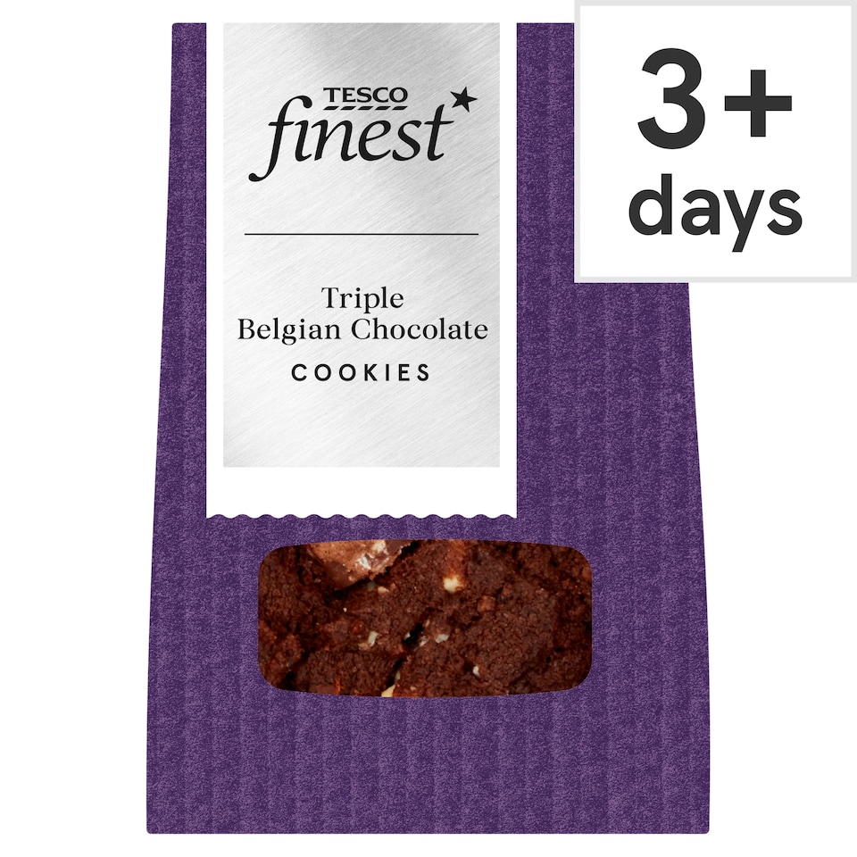 image 1 of Tesco Finest Triple Belgian Chocolate Cookies 4 Pack