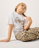 image 1 of F&F Girls Leopard Print Sassy Slogan T-Shirt and Trouser Set in Multi Brown