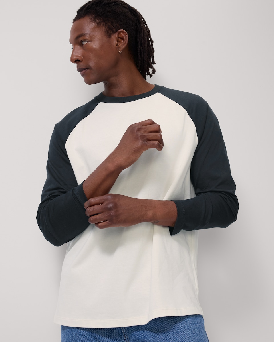 image 1 of F&F Pure Cotton Raglan Sleeved Top in Multi White