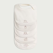 F&F Baby 5-Pack Pure Cotton Printed Bibs in White