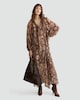 image 2 of F&F Snake Print Tie Neck Blouse in Multi Brown