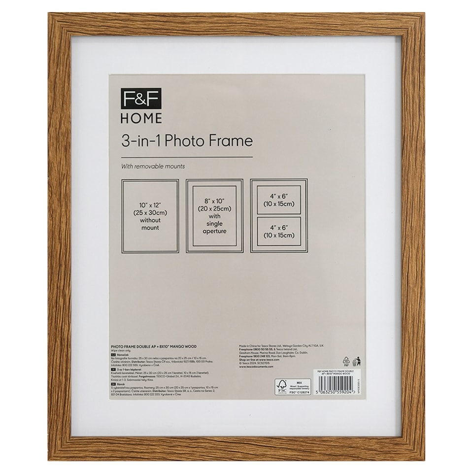 F&F Home Mango Wood 3 in 1 Photo Frame Double