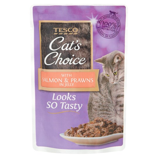 Tesco Cats Choice Salmon And Prawn In Jelly Tesco Groceries