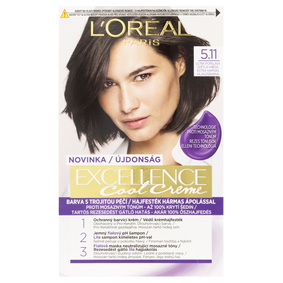   L'Oréal Paris Excellence Cool Creme permanentná farba na vlasy 5 .11 Ultra popolavá svetlá hnedá