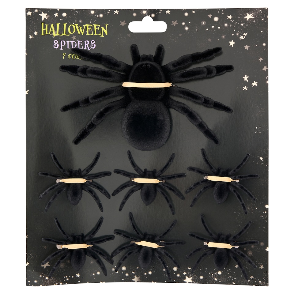 Halloween fekete pók dekoráció 7 db