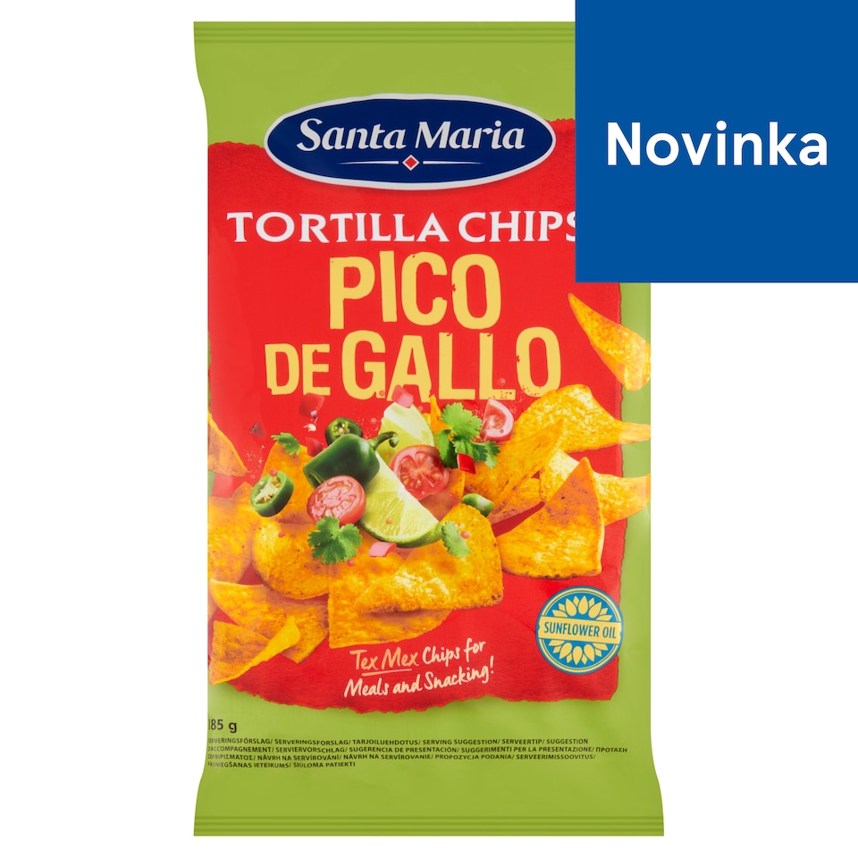 Santa Maria Chrumkavé kukuričné chipsy s príchuťou paradajok, limetky, chilli a koriandru 185 g