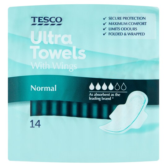 Tesco Ultra Regular Wing S/Twls 14 Pack Tesco Groceries
