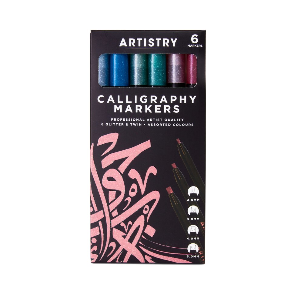 image 1 of Artistry 6pk Metallic Calligraphy Markers